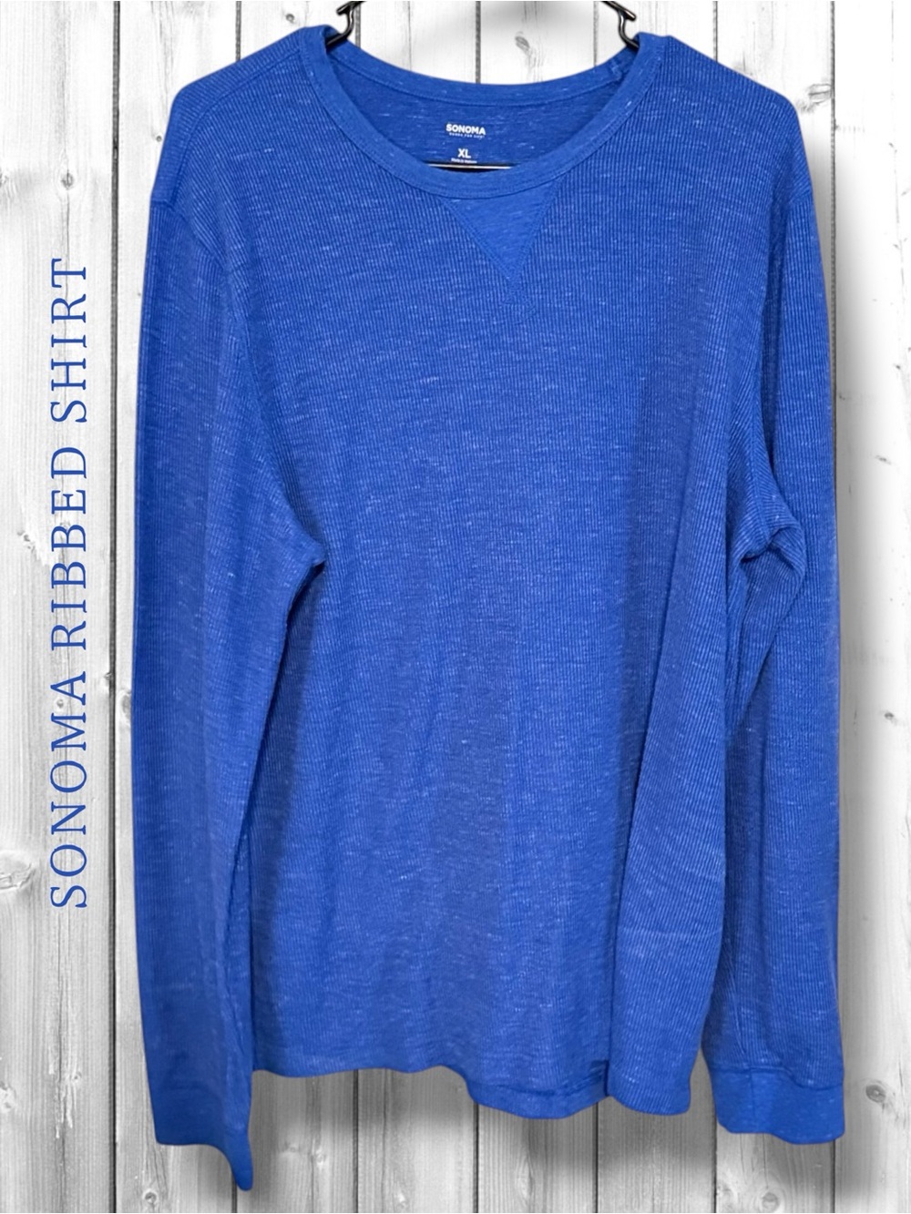 🌼Sonoma Men's Long Sleeve Ribbed Shirt - Blue